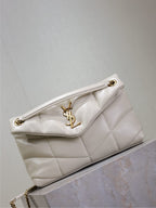 YSL 25S LOULOU PUFFER MM 29 IN BLANC  CALFSKIN GOLD HARDWRE