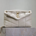 YSL 25S LOULOU PUFFER MM 29 IN BLANC  CALFSKIN GOLD HARDWRE
