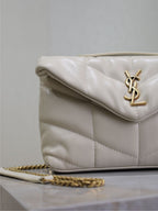 YSL 25S LOULOU PUFFER MINI 23 IN BLANC  CALFSKIN GOLD HARDWARE