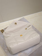 YSL 25S LOULOU PUFFER MINI 23 IN BLANC  CALFSKIN GOLD HARDWARE