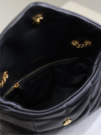 YSL 25S LOULOU PUFFER MINI 23 IN BLACK CALFSKIN GOLD HARDWARE