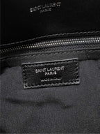 YSL 25S LOULOU PUFFER GM 35 IN BLACK CALFSKIN SILVER HARDWRE