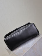 YSL 25S LOULOU PUFFER GM 35 IN BLACK CALFSKIN SILVER HARDWRE