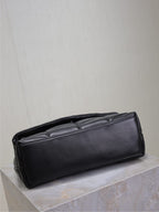 YSL 25S LOULOU PUFFER MM 29 IN BLACK CALFSKIN SILVER HARDWRE