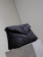 YSL 25S LOULOU PUFFER BAG 34 IN BLACK NYLON SILVER HARDWRE