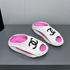 New Double C Foam Lightweight Slippers Boat White Pink