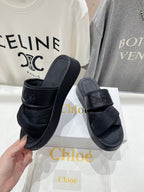 MILA PLATFORM 5 CM IN BLACK NYLON WITH EMBROIDERED LOGO