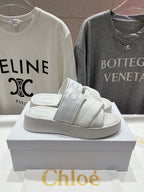 MILA PLATFORM 5 CM IN WHITE NYLON WITH EMBROIDERED LOGO