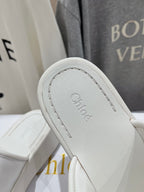 CHLOÉ MILA PLATFORM 5 CM IN WHITE NYLON WITH EMBROIDERED LOGO