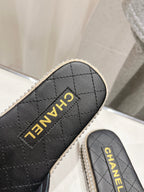 SLIPPERS CROSS STRAPS IN BLACK LAMBSKIN