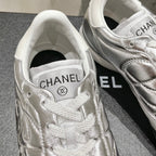 Double C  New Quilted Panda Shoes Silver Sheepskin