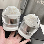 Double C  New Quilted Panda Shoes Silver Sheepskin