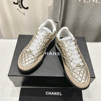 Double C  New Quilted Panda Shoes Gold Sheepskin