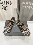 ALAIA PEARL MARY JANE SHOES IN BLACK MIX WHITE MESH AND CALFSKIN