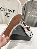 ALAIA PEARL MARY JANE SHOES WHITE LAMBSKIN