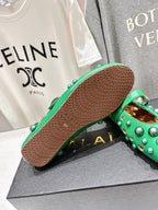 ALAIA PEARL MARY JANE SHOES IN EMERALD GREEN LAMBSKIN