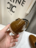BALLET FLAT WITH CROSSOVER STRAP IN SEPIA BROWN LAMBSKIN