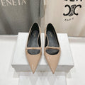 SUZY POINTY TOE BALLERINA IN TAN BEIGE PATENT CALFSKIN