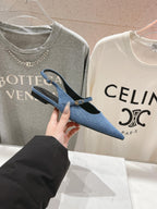 JUDY FLAT SLINGBACK IN BLUE DENIM