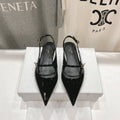 JUDY FLAT SLINGBACK IN BLACK PATENT CALFSKIN