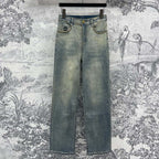 Joewe 25 Chain-decorated Jeans Blue Cotton Fabric