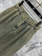 Loewe 25 Wide-leg Jeans Light Green-yellow Cotton