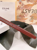 CELINE 25S BELT 25MM REVERSIBLE TRIOMPHE IN BURGUNDY CALFSKIN 565533