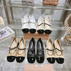 MARY JANE SANDAL CAP TOE DARK CREAM SHEEPSKIN - MID HEEL