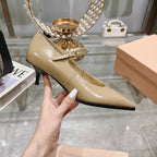 Slingback Shoes Beige Cream Color Beads