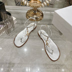 DIORIVIERA C'EST THONG SANDAL SILVER AQUAMARINA CALFSKIN