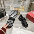 VIV' ON THE RUN TREKKY SNEAKERS IN BLACK SHINY CALFSKIN AND FABRIC