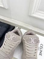 HUNTINGTON LOW LACE-UP SNEAKER IN PASTEL GRAY SUEDE AND MESH