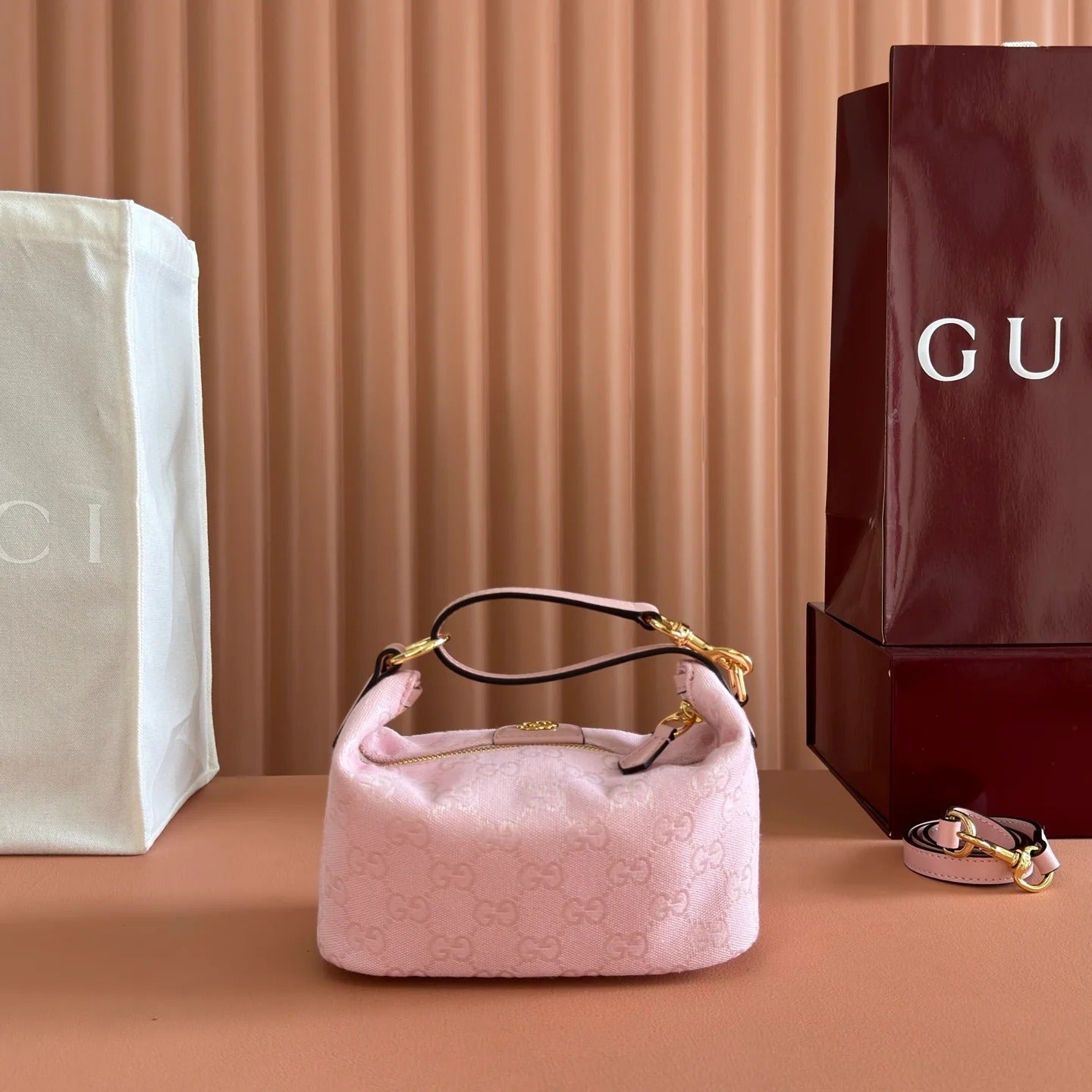 Gucci 2026 Vanity GG-Canvas Mini Top Handle Bag Pink Canvas Leather 280779