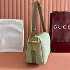 Gucci 2026 Half Horsebit Bag 38cm Green Suede Leather 277351
