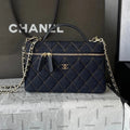 Chanel 2026 Vanity Bag 19.5cm Blue Denim Leather