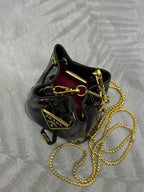 Prada Logo-Plaque Mini Bag Black Patent Leather GHW