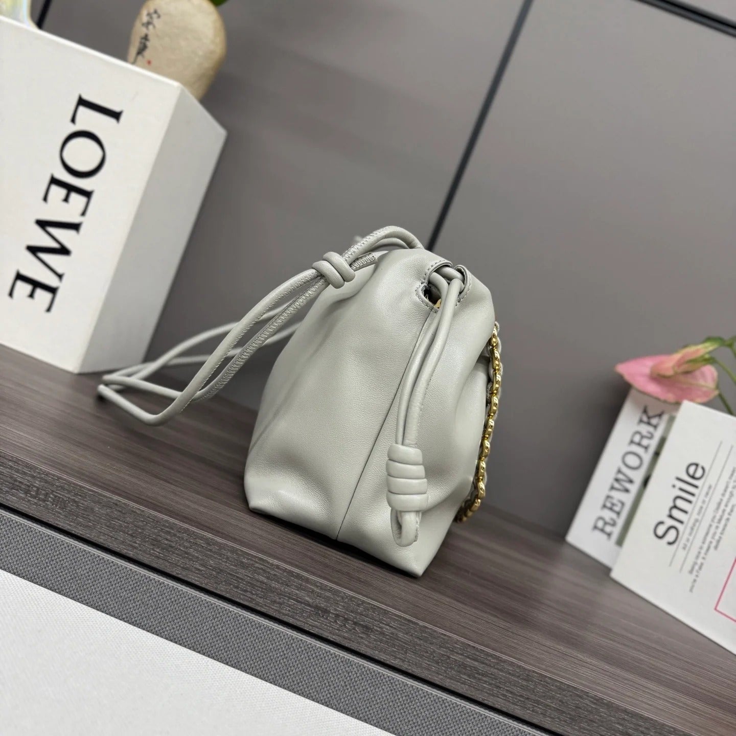 Loewe 2026 Flamenco Purse Goodie Bag 30cm Ivory Soft Nappa Sheep Leather