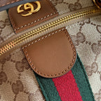 Gucci 2026 Vanity Top Handle Bag 27.5cm Ebony Dark Brown Canvas Leather 277178