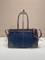 Prada 2026 Bonnie Bag 38cm Blue Brown Denim Leather 351797