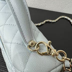 Chanel Top Handle Vanity With Chain Light Blue Caviar Leather