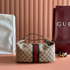 Gucci 2026 Vanity Top Handle Bag 27.5cm Ebony Dark Brown Canvas Leather 277178