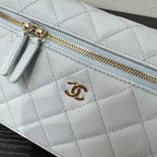 Chanel Top Handle Vanity With Chain Light Blue Caviar Leather