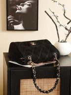 Chanel 2026 Ultimate Stitch Bag 30cm Beige and Black Suede Leather