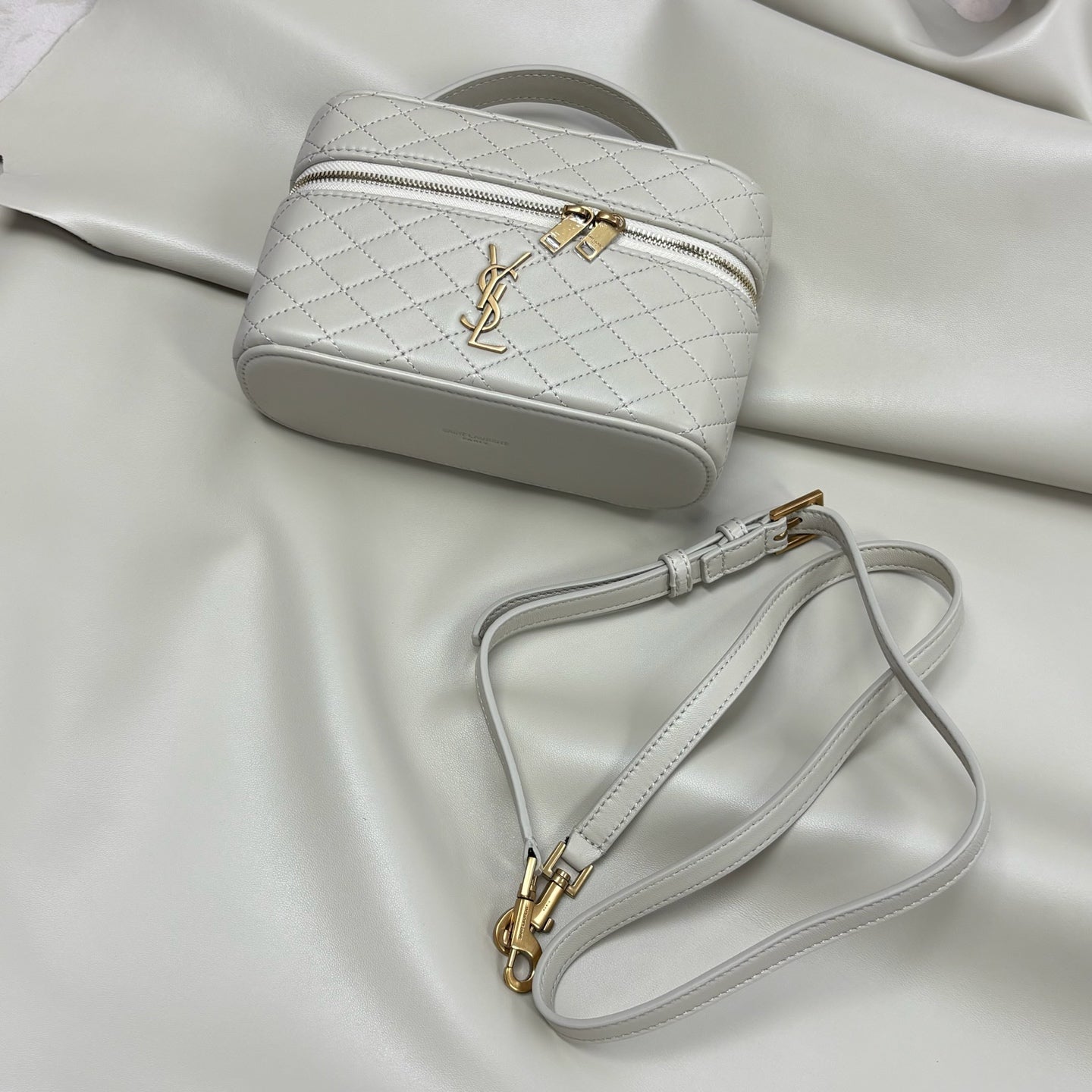 YSL Gaby Vanity Bag 18 Light Beige Quilted Calfskin