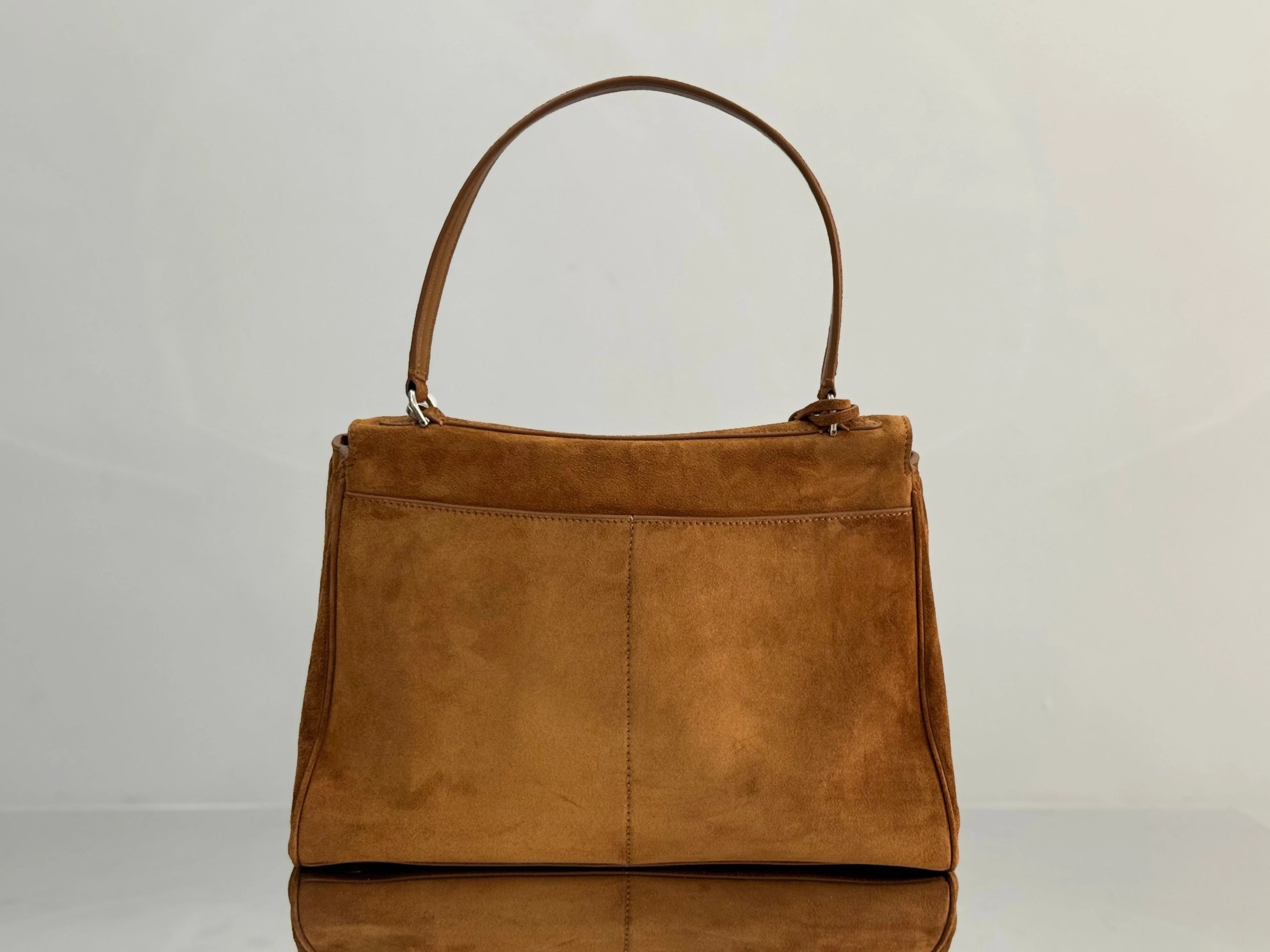 Balenciaga Medium Bag 35 Camel Brown Suede Sliver Hardware