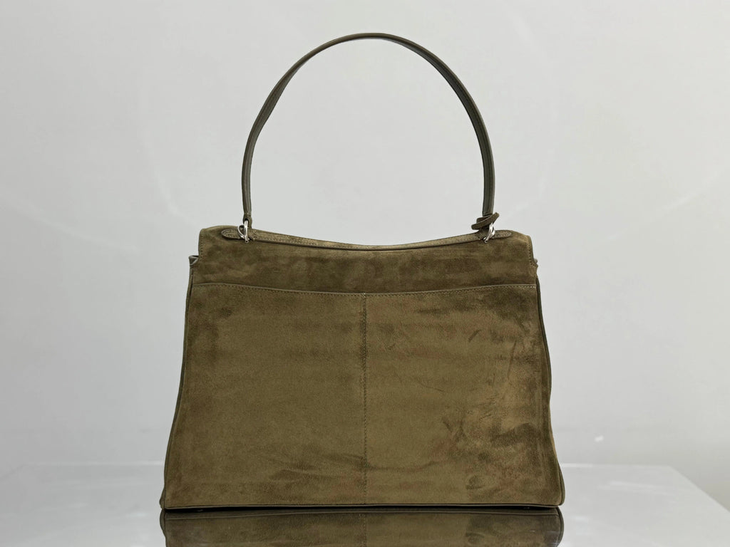 Balenciaga Medium Bag 35 Olive Green Suede Sliver Hardware
