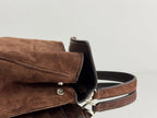 Balenciaga Mini Bag 22 Coffee Brown Suede Sliver Hardware