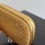 Bottega Veneta 2026 Knot Embellished Clutch 19cm Gold Crystal Leather Minaudière