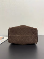 CHANEL 25S HOBO BAG 40 CM IN DARK BROWN SUEDE WITH GOLD HARDWARE