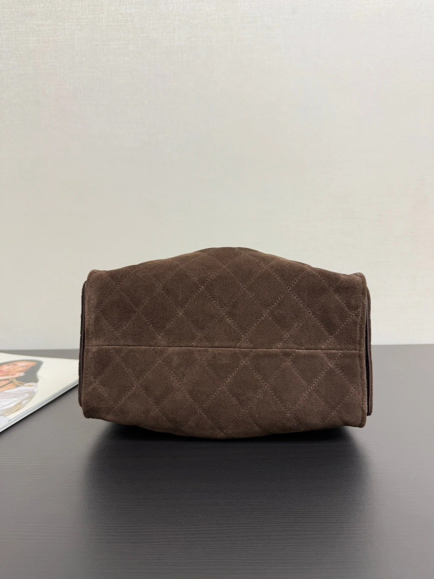 CHANEL 25S HOBO BAG 40 CM IN DARK BROWN SUEDE WITH GOLD HARDWARE